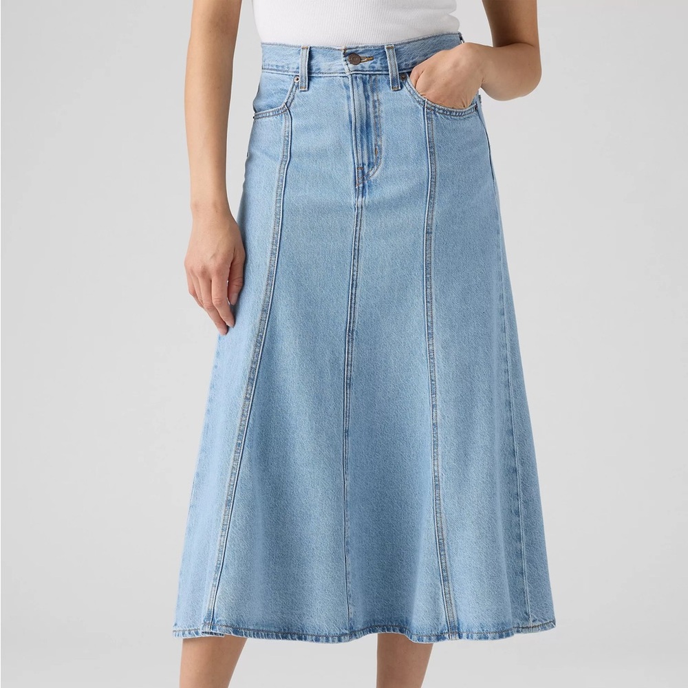 Levi's Light Blue Denim Midi Skirt